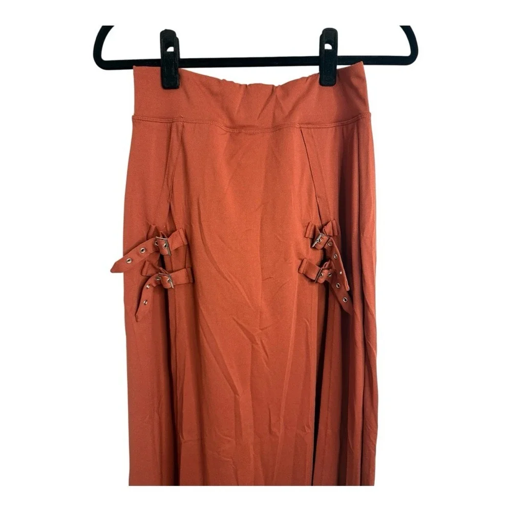 Halara High Waisted Decorative Buckle Split‎ 2-in-1 Maxi Skirt Clay Small NWT